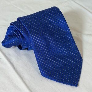 Andrew’s Ties Made in Italy Royal Blue and Gold Dotted Men's Tie 100% Silk Lux